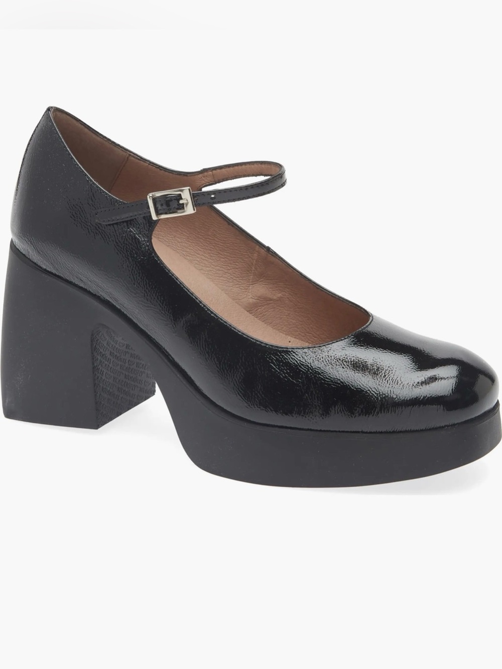 Wonders Black Patent Leather Mary Jane Platform Heels Pumps NEW 37 / 7